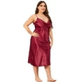 thumbnail image 5 of Women Satin Pajamas Night Dress Plus Size Full Slip Sleepwear Nightgowns Spaghetti Strap Long Lingerie Sleep Dress XL-3XL, 5 of 5