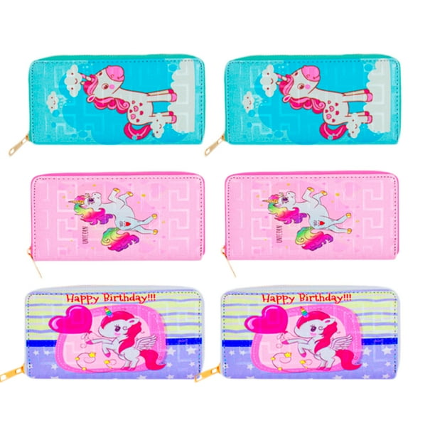 Cartera Diseño Unicornios Paquete 6 pz Importadora La Merced Sintéticas Con Monedero Interno