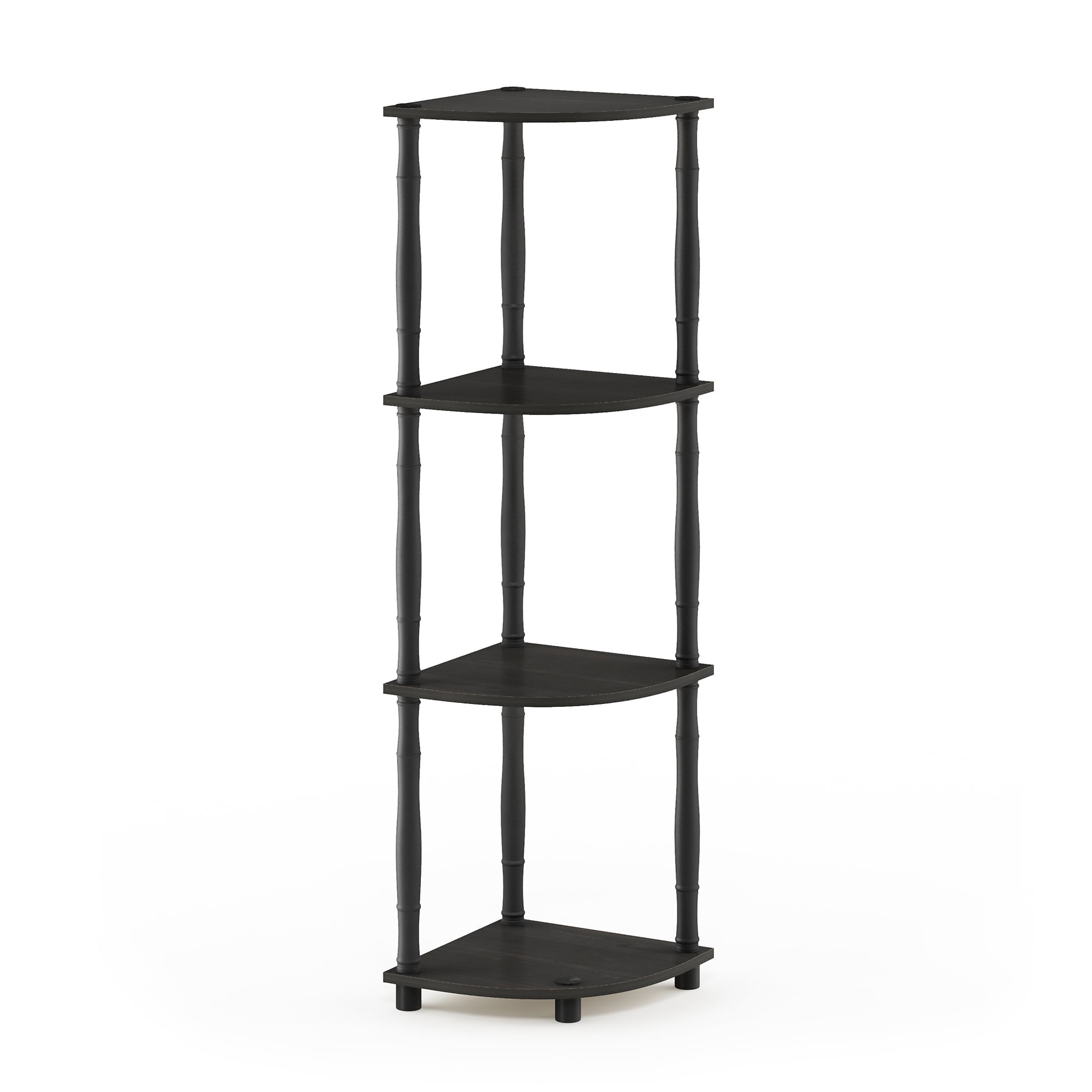 Furinno Turn-N-Tube 4-Tier Corner Display Rack Multipurpose Shelving Unit with Classic Tubes, Espresso/Black
