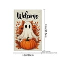 thumbnail image 3 of JOOCAR Welcome Ghost Pumpkin Linen Garden Flag for Fall Autumn Home Outdoor Garden Yard Door Decor 12x18 inch, 3 of 4