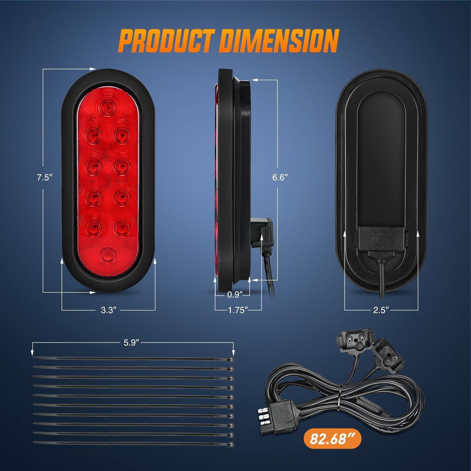 Nilight Hitch Cargo Carrier Oval Light Kit 2PCS 6Inch Red Lights w/Flush Mount Grommet Bracket Harness Waterproof Stop Turn Signal Tail Light for Luggage Rack Bike Rack Truck Trailer