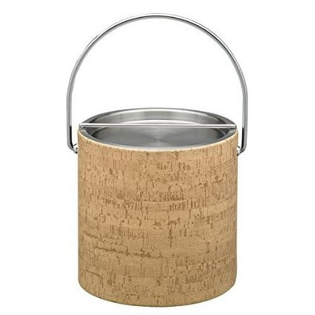 Kraftware Corp 16068 Natural Cork Ice Bucket Metal Bar Cover 3 qt.