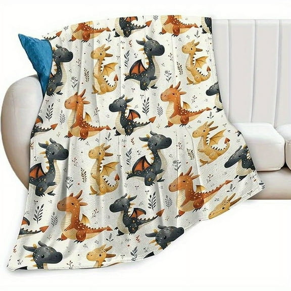 Dragon Blanket, Super Soft And Comfortable Flannel, Cute Cartoon Dragon Blanket, Light Plush Bedding Decorative Blanket, Gifts for Boys And Girls