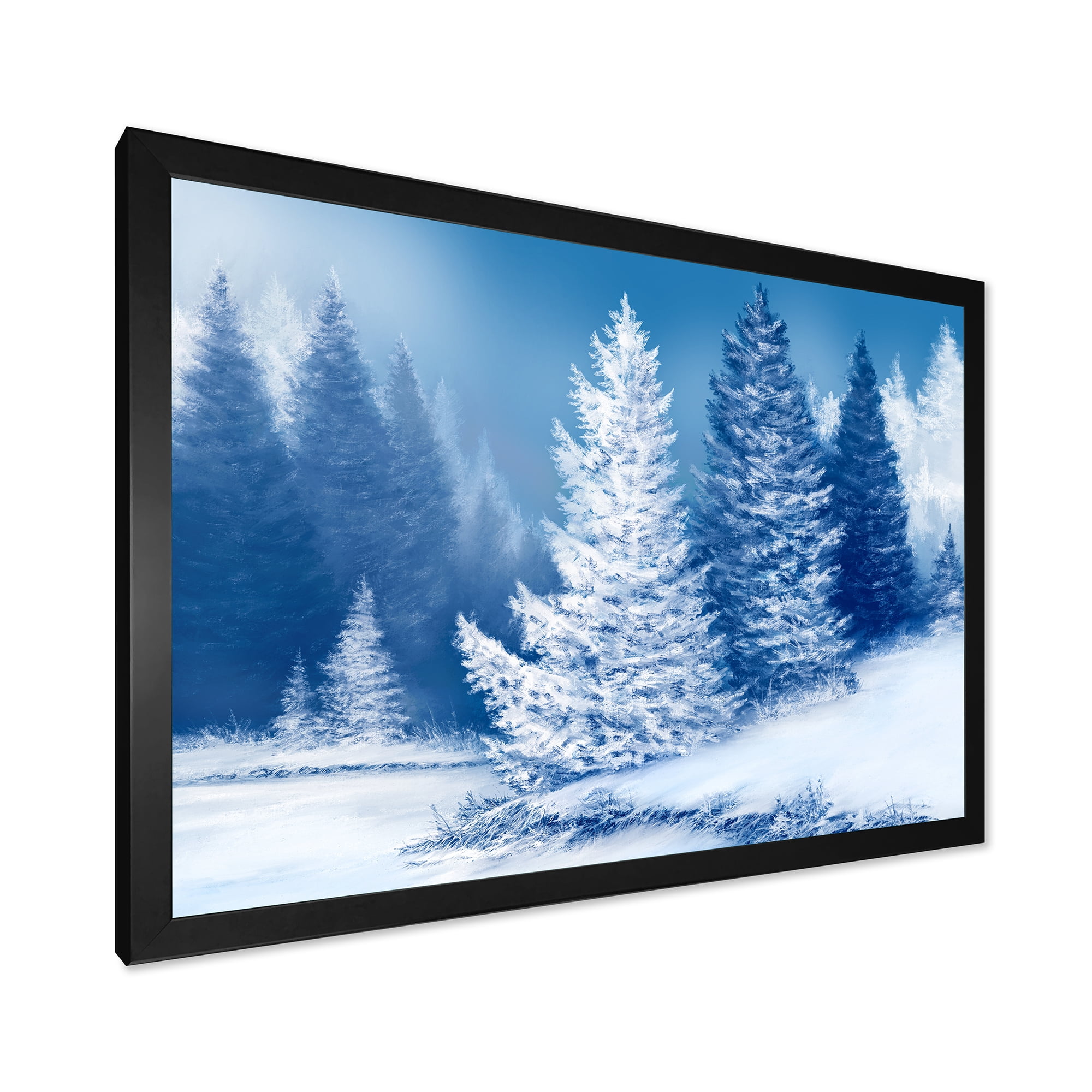 Designart 'Snow Covered Trees With Dreamlike Spruce Forest' Lake House Framed Art Print
