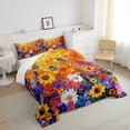 thumbnail image 4 of YST Colorful Sunflower Comforter Set, Queen Size, Watercolor Oil Painting Bedding, Cute Wild Animal Theme, Rainbow Floral Pattern, 4 of 6