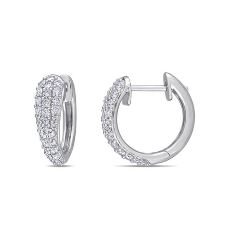 Miabella 1 Carat T.W. Diamond 14kt White Gold Hoop Earrings