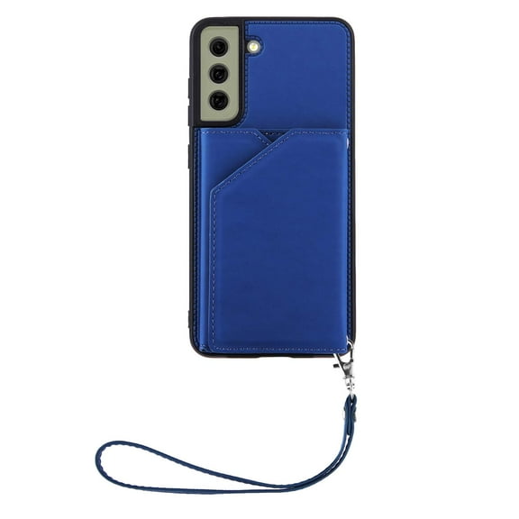 Dteck Wallet Phone Case for Samsung Galaxy S21 FE,Shockproof Luxury PU Leather Flip Back Card Slots Kickstand Slim Cover with Detachable Adjustable Lanyard.For Samsung Galaxy S21 FE,Blue