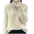 thumbnail image 3 of WRKEKC Women's Fall and Winter Trendy High Round Neck Solid Color Long Sleeve Loose Fit Pullover Sweater, 3 of 4