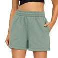 thumbnail image 2 of BRDFRL Womens 5" Sports Shorts Loose Comfy Yoga Sweat Cotton Shorts Athletic Fit High Waist Pockets Running Lounge Short Pant Dark Green 2XL, 2 of 7