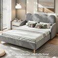 thumbnail image 3 of YUSAZENS Twin Size Wave Design Upholstered Bed Frame with Winged Side Panel, Floor Standing Soft Platform Bed, Sturdy MDF Structure No Box Spring Needed, Modern Bedroom Furniture Gray, 3 of 5