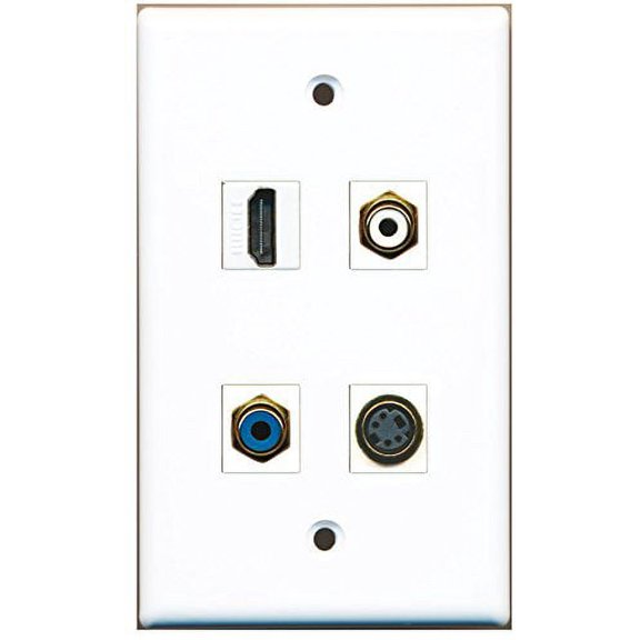 RiteAV - 1 Port HDMI 1 Port RCA White 1 Port RCA Blue 1 Port S-Video Wall Plate