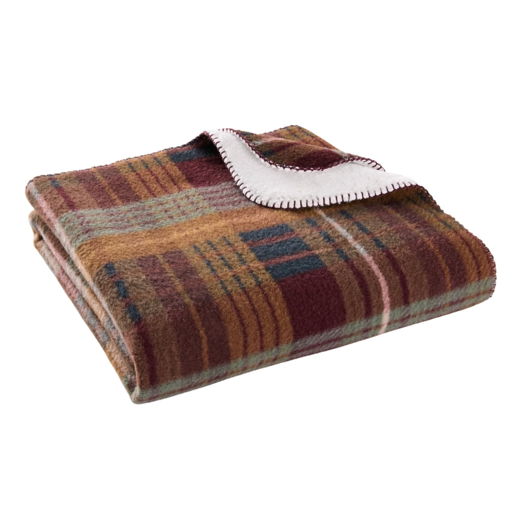 Better Homes & Gardens Crimson Plaid Faux Wool Reverse to Faux Fur Throw, 50" x 72"