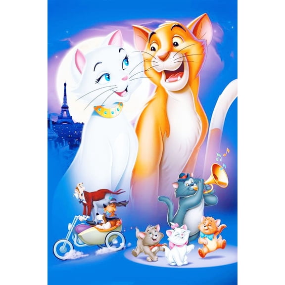 DIY Diamond Art Painting Kits for Adults Full Drill The Aristocats Gem Art Kits with Crystal Rhinestone Paint with Diamond for Home Wall Decor(12"x16")