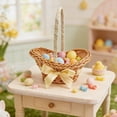 thumbnail image 5 of Wmkox8yii Handheld Plastic Woven Mini Basket,Boat-Shaped Easter Flower Basket with Bow for Party Favors Storage, 5 of 6