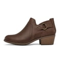 thumbnail image 5 of Rexoro Women's Ankle Booties Side Zipper Block Heel Casual Boots Women Chunky Low Heel Short Boots,Brown PU,US 8, 5 of 7