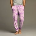 thumbnail image 3 of Men's Drawstring Pocket Cuffed Casual Pants, Irregular Heart Print Valentine's Day Home Sleep Pants for Gift and Holiday,Light pink,2XL, 3 of 8