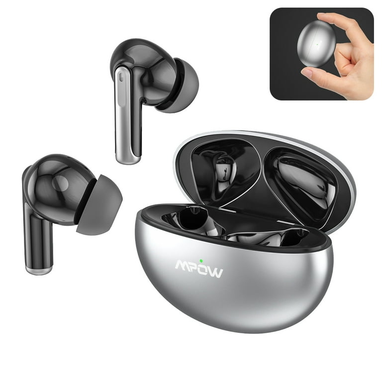 MPOW Wireless Bluetooth Headphones In Ear ANC Active Noise Reduction Earphones Smart Touch Control Hi Fi Stereo Headphones with Charging Case Silver Walmart
