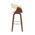thumbnail image 5 of Armen Living Indoor Julyssa 30" Bar Height Swivel Brown Faux Leather and Walnut Wood Bar Stool, 5 of 9
