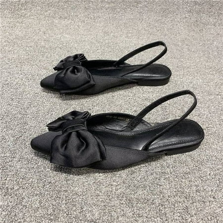 

2022 New Sandals Women Summer Sandals Pointed Bow One Word Flip Flops Flat Bottom Retro Breathable Sandals Zapatos Para Mujer