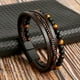 thumbnail image 2 of Pulsera de cuero con cuentas para hombre, brazalete clásico de piel multicapa con cuentas de ojo de tigre, joyería 2023, 2 of 4