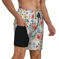 thumbnail image 3 of Goofa Rose Flowers Printed Men's Swim Trunks Board Shorts Quick Dry Mens Swimming Trunks with Compression Liner,Breathable Fit Hawaii Beach Shorts-, 3 of 9
