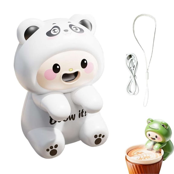 Clip-On Mini Fan for Cup Bowl & Monitor, Cute Animal Rechargeable Personal Cooler, Portable Food & Coffee Cooling Fan for Desk Kitchen Summer