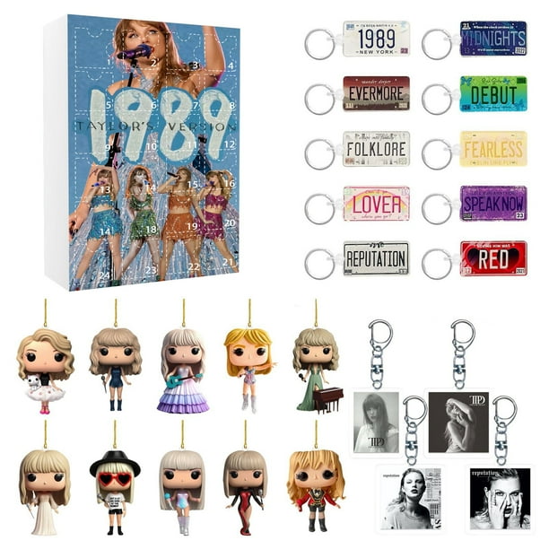 Caja sorpresa de Taylor Swift Calendario de adviento navideño Contiene 24 decoraciones acrílicas navideñas Calendario de llegada Calendario de cuenta regresiva navideña con colgantes sorpresa Objetos