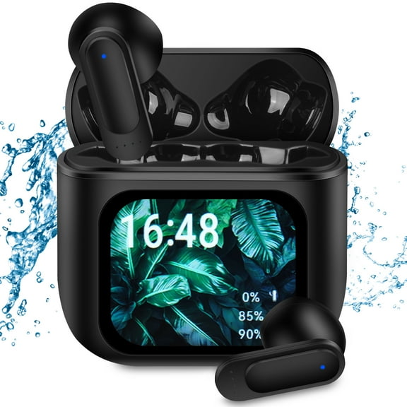 Wireless Earbuds,Bluetooth Earbuds with Smart Touch Screen,HopePow Bluetooth 5.4 Headphones,80hrs Sandby Time True Bluetooth Wireless Earbuds Noise Cancel for iPhone,Android,Sports Workout Gym,Black