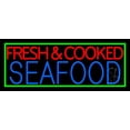 thumbnail image 1 of Fresh And Cooked Seafood LED Neon Sign 10 x 24 - inches, Clear Edge Cut Acrylic Backing, with Dimmer - Bright and Premium built indoor LED Neon Sign for restaurant window and interior decor., 1 of 7