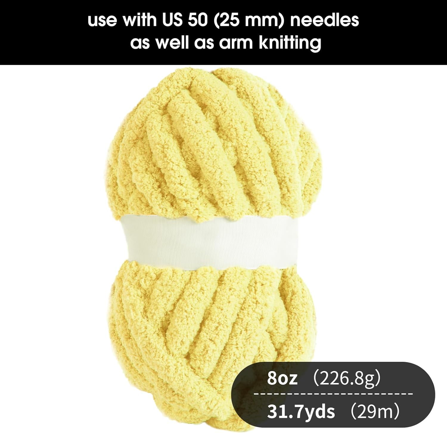 Light Grey Chunky Chenille Yarn for Crocheting, Bulky Thick Fluffy Yarn for Knitting,Super Bulky Chunky Yarn for Hand Knitting Blanket, Soft Plush Yarn, 2 Jumbo Pack (27 yds,8 oz Each Skein)
