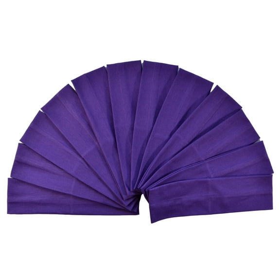 12 Piece PURPLE Cotton Lycra Stretch Headbands for Sports  and Embellishing - Excellent for Heat Transfer & Embroidery