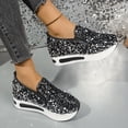 thumbnail image 5 of SCHUHLAND Women's Silver Glitter Chunky Platform Comfort Sneakers, Slip-On Height Increasing Loafers for Autumn/Spring, 5 of 16