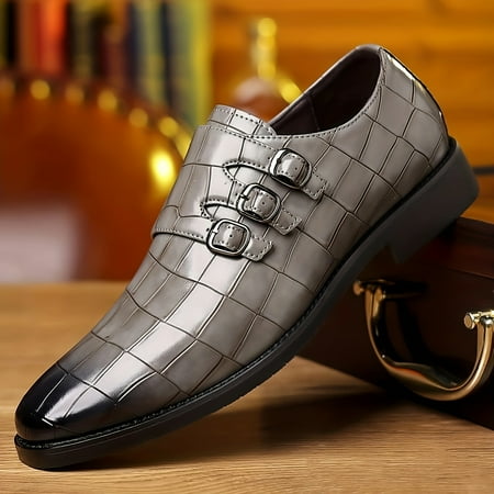 

Men s Triple Monk Strap Dress Loafers Shoes Business Formal Office Shoes Casual Walking Shoes Slip-on Shoes For Men