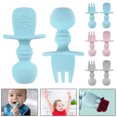 thumbnail image 2 of Un par de cucharas de silicona para bebés, tenedor, cubiertos, utensilios, entrenamiento de autoalimentación con estuche, grado alimenticio, sin BPA, utensilios de autoalimentación, utensilios para ni Muyoka Hogar, 2 of 2