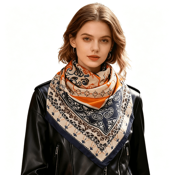 XIBUFE 35" Head Scarf Large Square Scarf Like Cotton Hairscarf Fashion Scarves Bandana Night Sleeping Wraps for Women B01 Soft Fashionable large square scarf