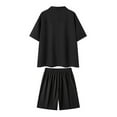 thumbnail image 4 of Stamzod Men Short Sets Outfits 2 Piece Summer Solid Color Button Down Shirts and Shorts Daily Casual Loose Beach Vacation Outfits for Men with Pocket Black L, 4 of 6