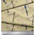 thumbnail image 2 of Soimoi Beige Cotton Cambric Fabric Floral & Paradise Whydah Bird Decor Fabric Printed Yard 58 Inch Wide, 2 of 3
