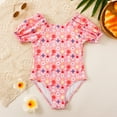 thumbnail image 2 of Girls Swimsuit Ruffles Swimwear Outfits Hollow Bikini Summer Kids Swimwear Floral Print Ruffle Hem 1Piece Swimsuit Baby Girl Bathing Suit,Size 7 Years-8 Years, 2 of 9