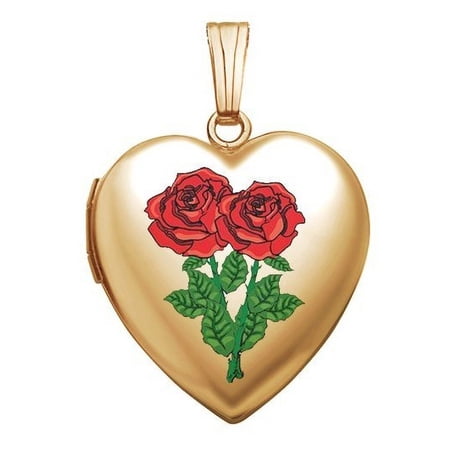 14K Gold Filled "Double Rose" Sweetheart Locket - 3/4 inch x 3/4 inch in Solid 14K Gold Filled