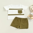 thumbnail image 2 of Contrast Color  Neck T-shirt with Pocket + Solid Color Shorts, 2 of 9