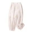 thumbnail image 3 of Endives Womens Cotton Linen Pant Embroidered Wide Leg Pants Spring Summer Loose Baggy Casual Pants Trendy White, 3 of 3