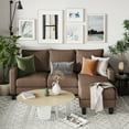 thumbnail image 5 of Homall Convertible Sectional Sofa Couch, Modern Linen Fabric L-Shaped Couch 3-Seat Sofa Sectional with Reversible Chaise for Small Living Room, Apartment and Small Space, Brown, 5 of 7