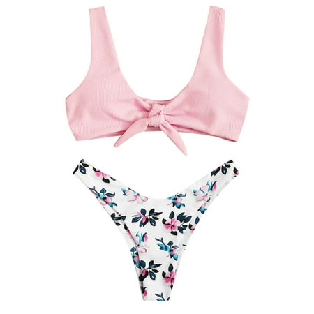 

VKEKIEO Bikinis Swimsuit Sport Bra Style Padded Pink M