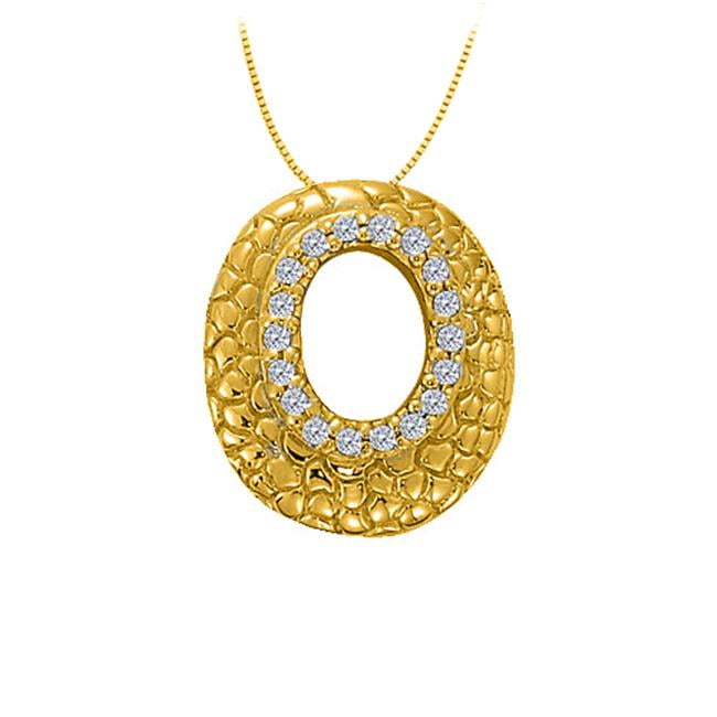 Fine Jewelry Vault Fine Jewelry Vault UBNPD31929Y14D Diamond Oval Shaped Pendant in 14K Yellow