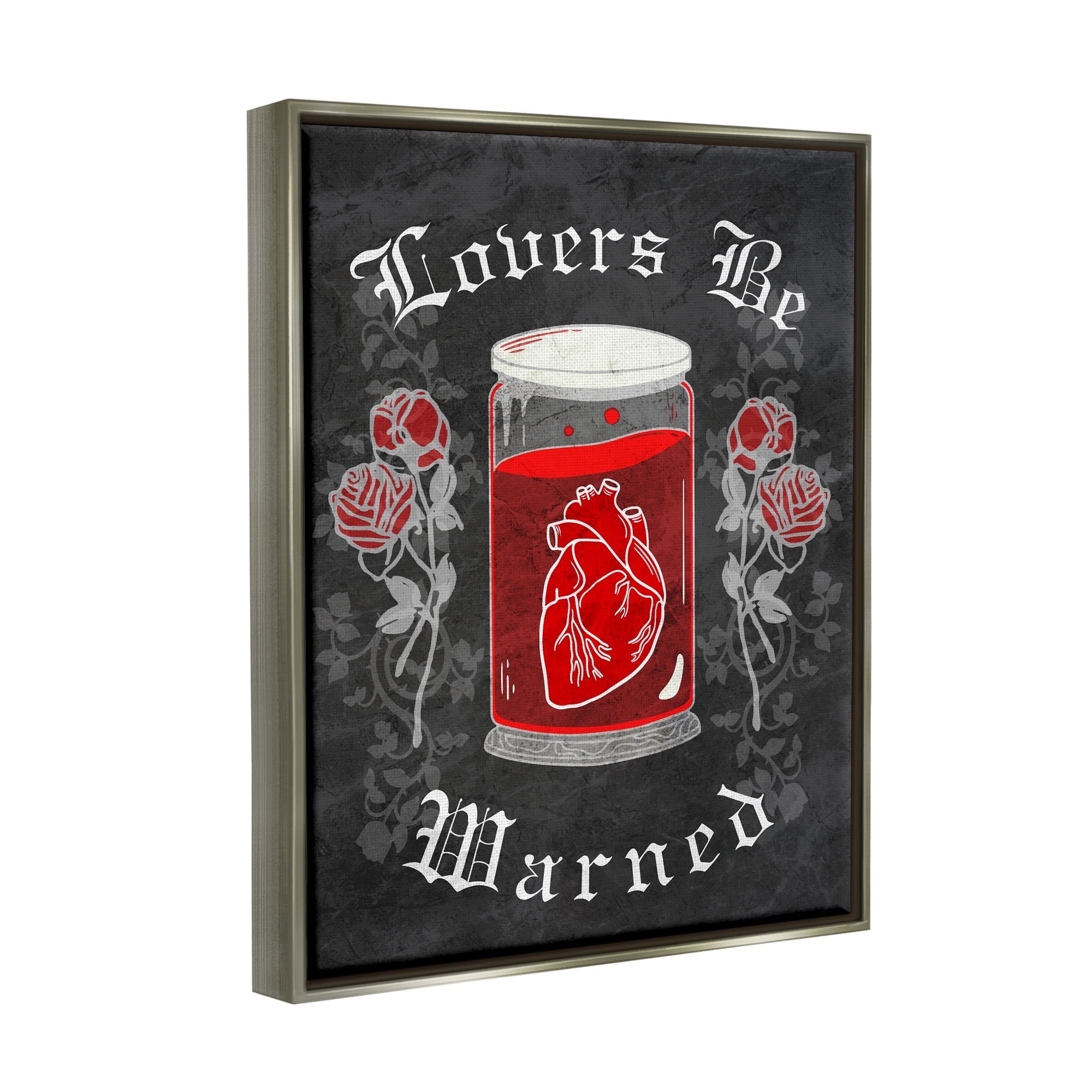 Stupell Industries Spooky Heart In Jar Holiday Painting Gray Floater Framed Art Print Wall Art, 25 x 31