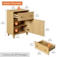 thumbnail image 2 of WAMPAT Nightstands Set of 2, Modern Large Bedside Tables with Adjustable Storage Shelf, Wooden Accent Cabinets with Drawer and Door for Bedroom, Oak Wood, 2 of 7