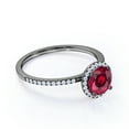 thumbnail image 4 of JeenMata Petite Pave Design 1 TCW Round Cut Lab Created Ruby and Moissanite Classic Halo Engagement Ring in 18K Black Gold Plating over Silver, 4 of 7