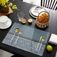 thumbnail image 3 of Boho Blue Flower Placemats Set of 6, Abstract Bohemia Pesley Floral Placemats for Dining Table, Place Mats for Kitchen Tabletop, Waterproof Wipeable Dining Table Mats Set, 3 of 9