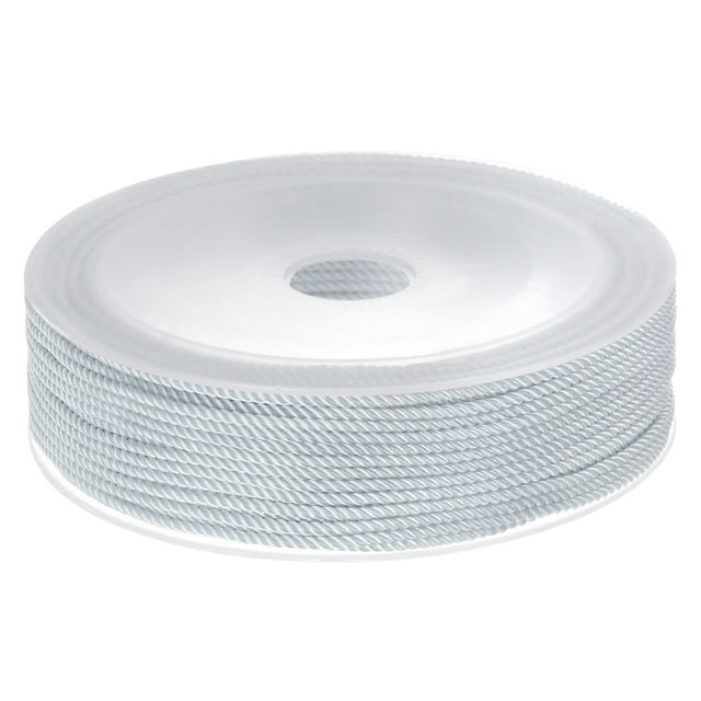 Unique Bargains Twisted Nylon Twine Thread Beading Cord 1.5mm 20M/65 Feet Extra Strong Braided Nylon String, Light Grey