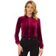 thumbnail image 1 of Blusa de manga larga con bolsillo delantero y cuello de punta para mujer, camisa de terciopelo de trabajo con botones Vino rojo XL, 1 of 5